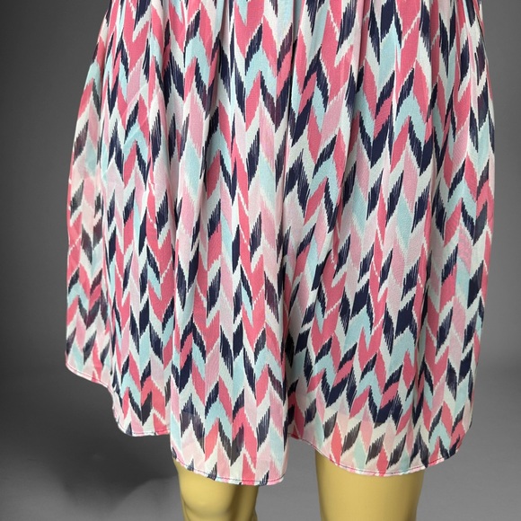 BCX A-Line Blouson Dress Size XS 2 Pink Light Blue Sleeveless Lined Belt - Picture 9 of 16